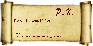 Prokl Kamilla névjegykártya